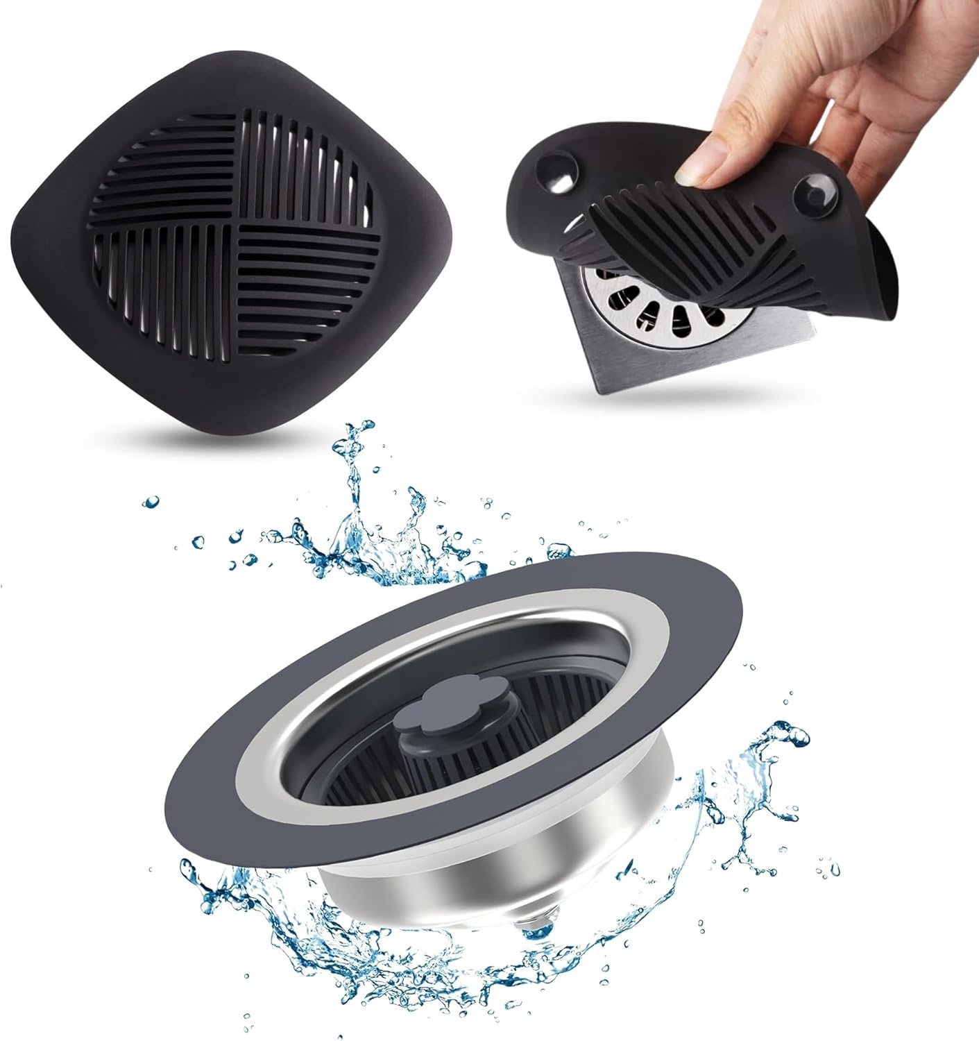 2-Piece Sink Strainer and Stopper Set – 3-in-1 Design
